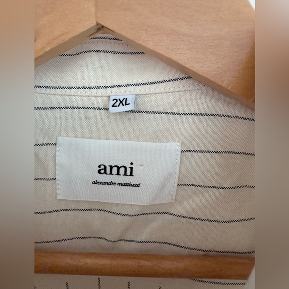 NWT AMI PARIS Striped Cotton Oxford Shirt - Picture 5 of 11